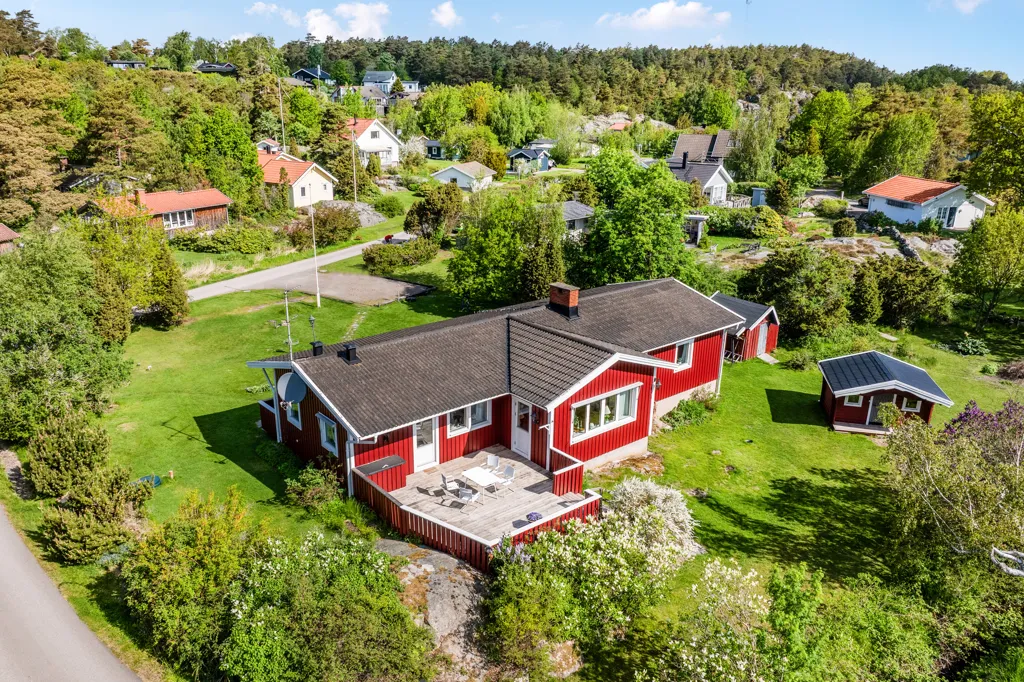 Vue aérienne - Havsnära Enplansvilla in Onsala