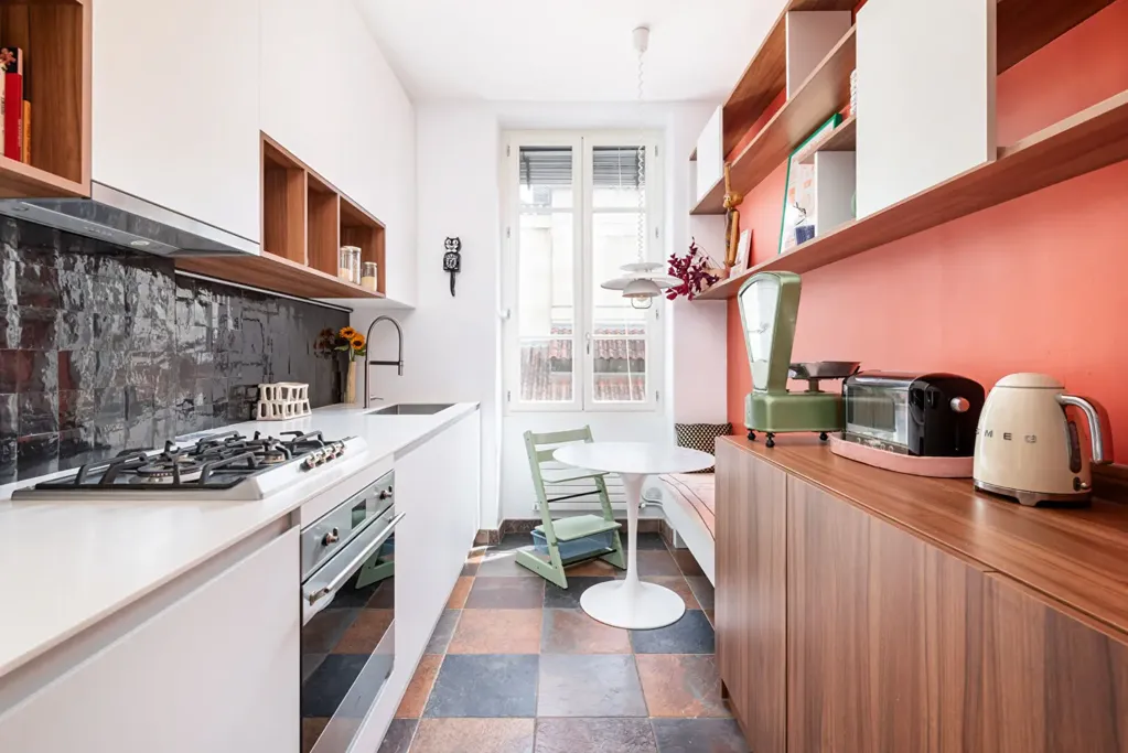 Cuisine - Appartement Charmant avec Parquet au Quai du Rhône