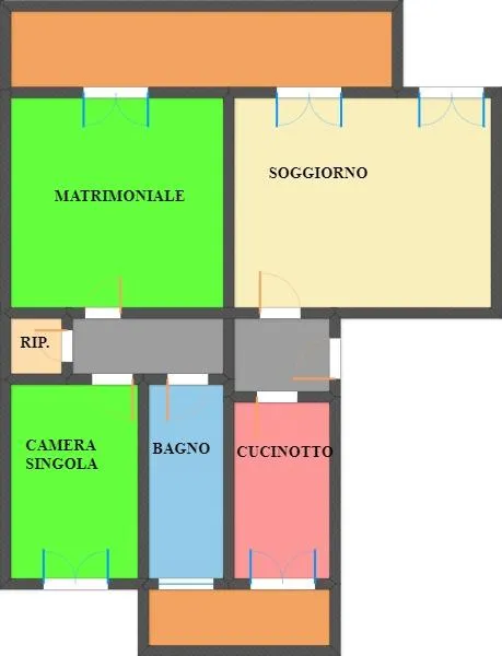 Planimetria - 3-Bedroom Apartment with Balcony in Pavia