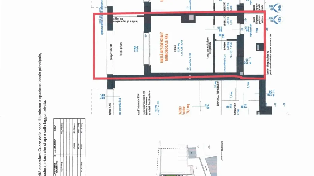 Plan - New Studio with Panoramic Loggia in Toscolano Maderno
