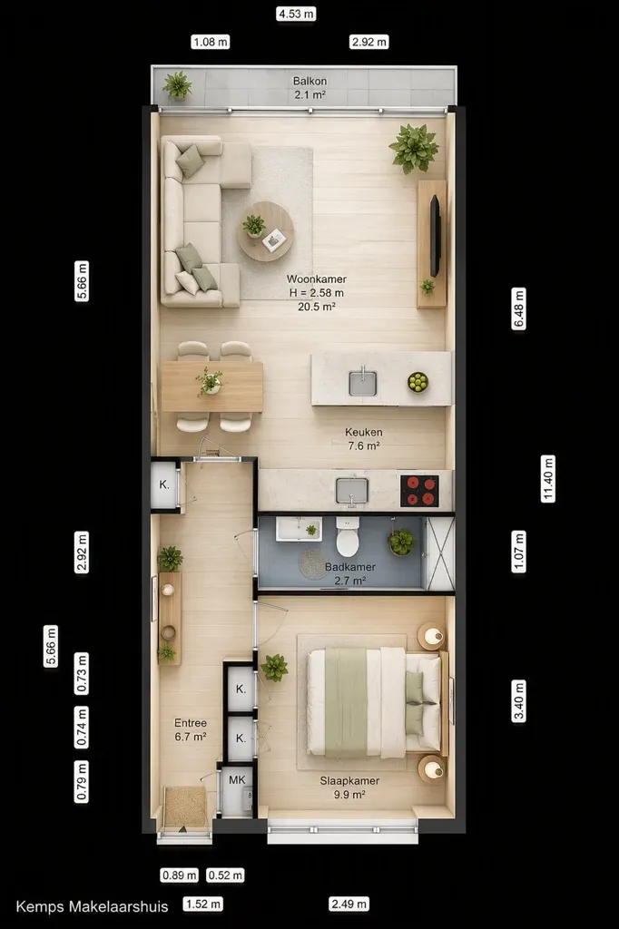 Plan - Galerijflat with City View in Enschede