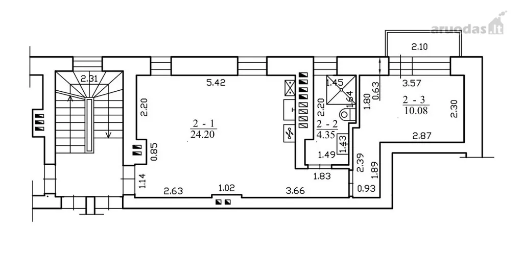 Floor Plan - 2-Bedroom Apartment with Balcony in Kaunas Centre