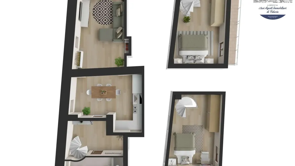 Plan - Occupied Trilocale with Balcony in Brescia