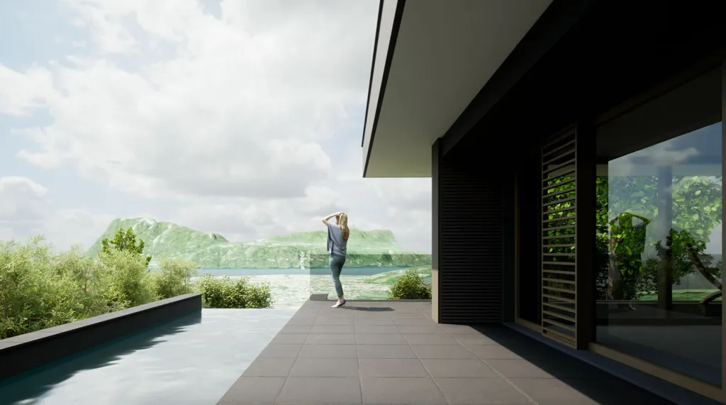 Terrasse - Villa Neuve avec Vue Lac à Pugny-Chatenod