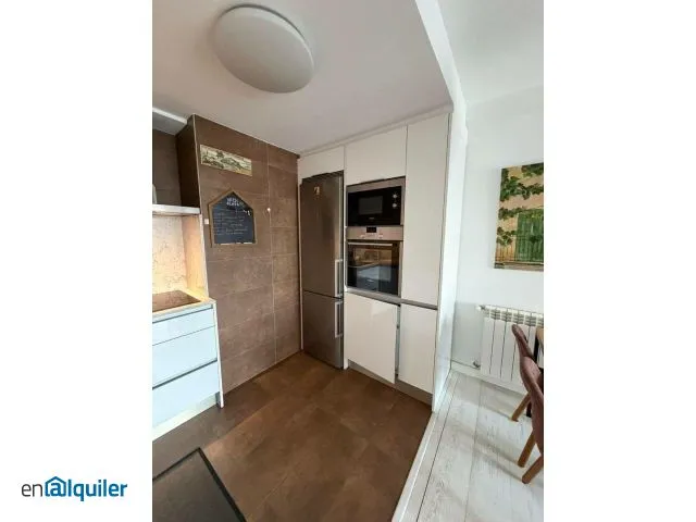 Kitchen - Furnished Apartment with River View in Donostia