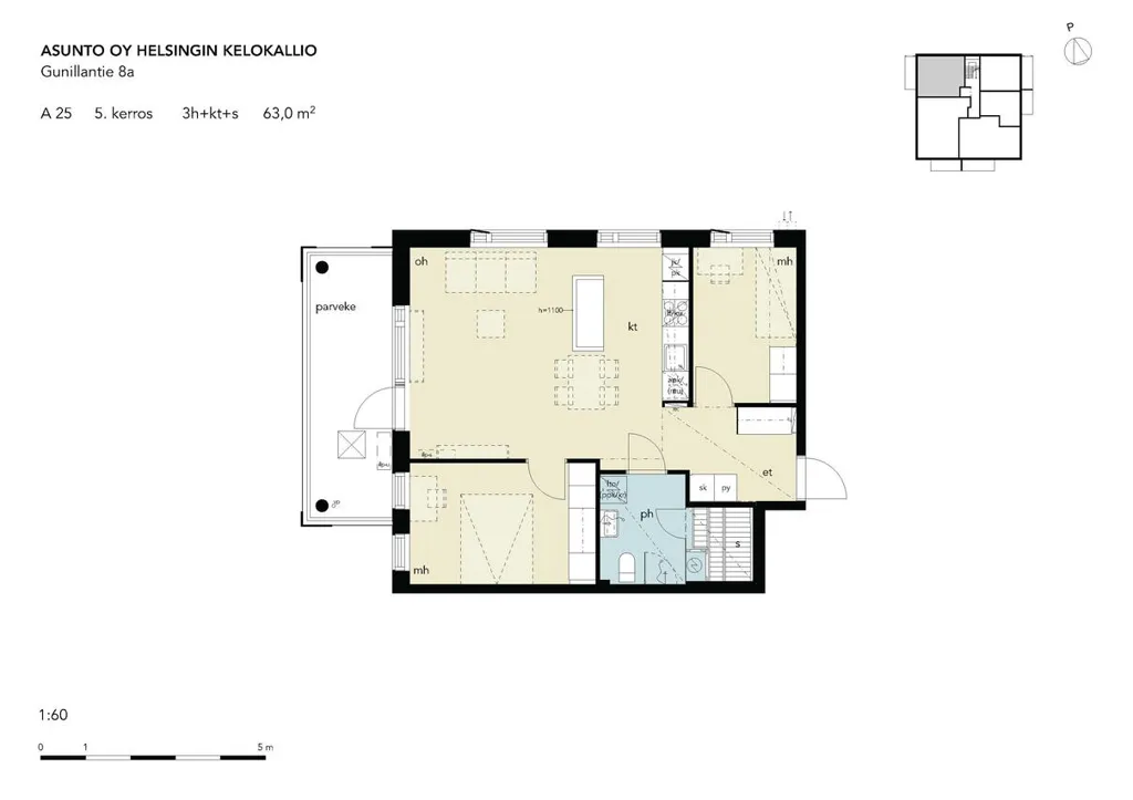Plan - Appartement 3 pièces à Helsinki