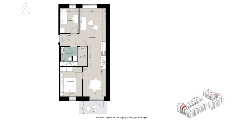 Plan - Appartement 3 pièces à København