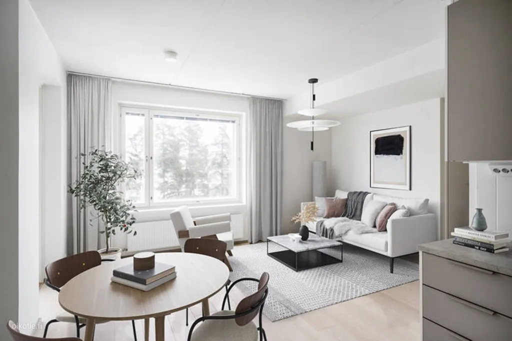 Living Room - Modern Apartment with Balcony in Myyrmäki