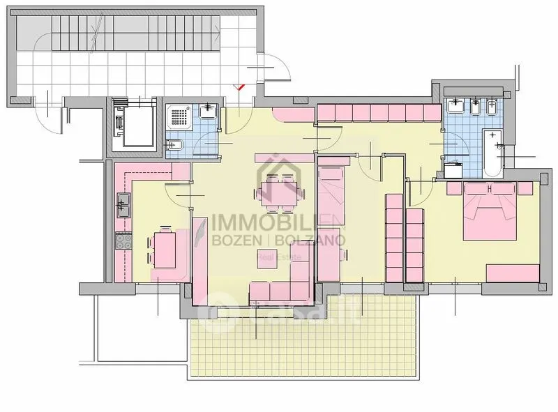 Plaan - Rear-Facing Apartment with Terrace in Bolzano