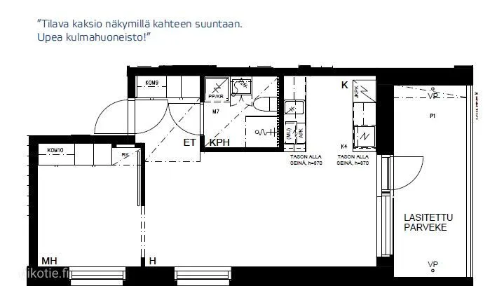 Plaan - Corner Apartment with Balcony in Vantaa