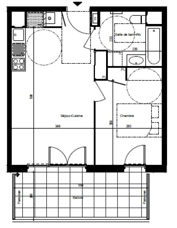 Plaan - Modern T2 with Balcony in Le Clusoé