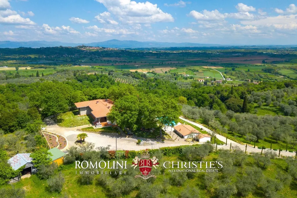 Aerial - Villa with Pool and Olive Grove in Sinalunga, Tuscany