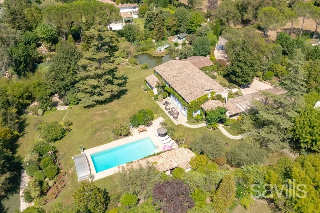 Aerial - Provençal Villa with Pool in Valbonne