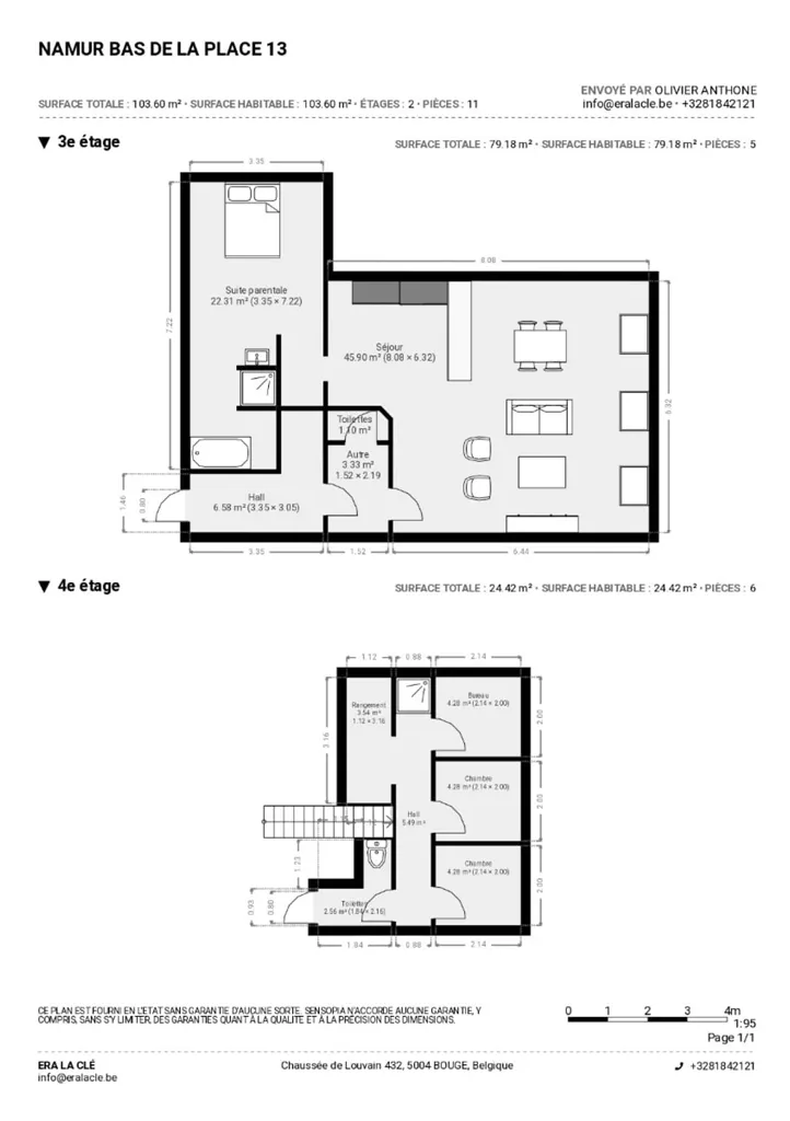 Plan - Duplex Architectural avec Terrasse à Namur