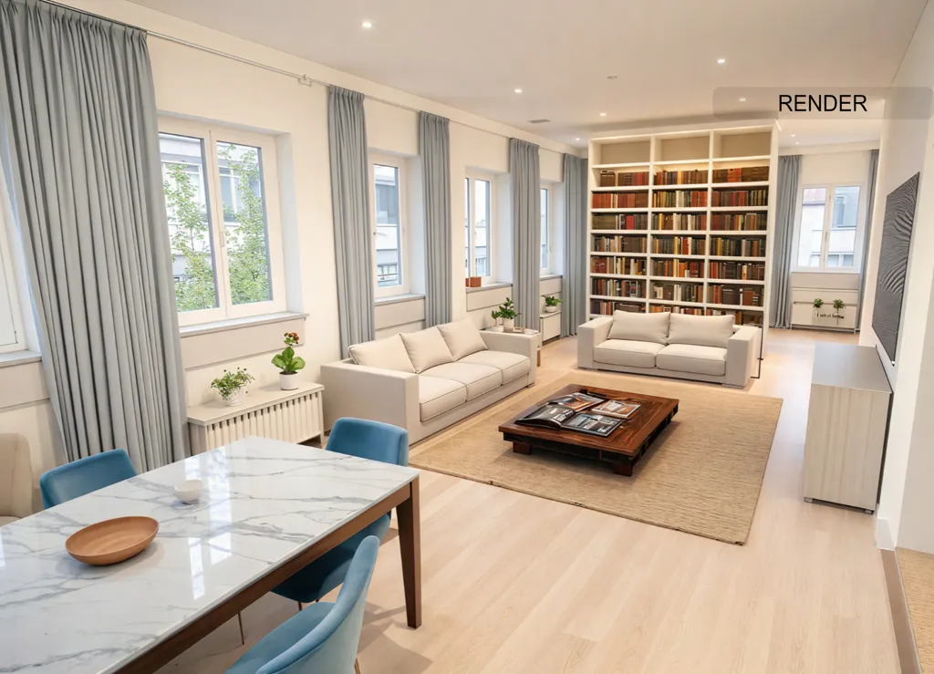 Living Room - Luxury Penthouse with Rooftop Terrace in Milan