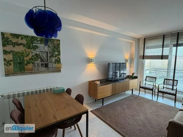 Living Room - Furnished Apartment with River View in Donostia