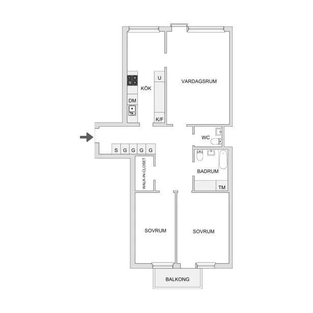 Plan - Apartment with Balcony in Vasastan