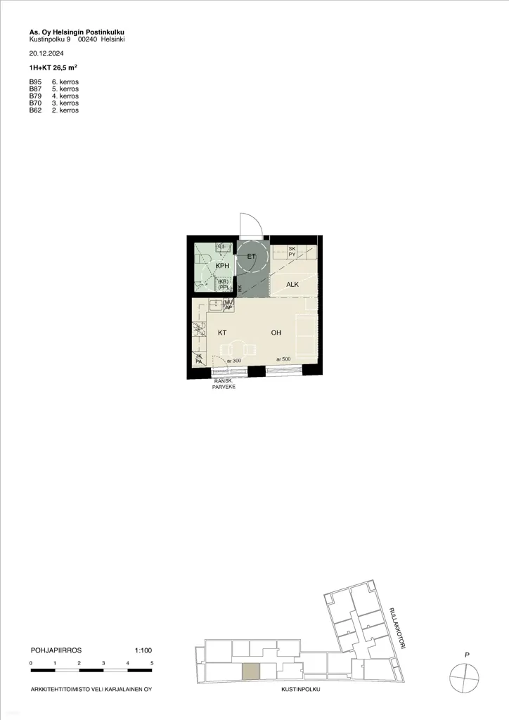 Planimetria - Modern Studio with Green Setting in Postipuisto
