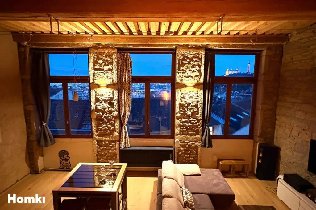 Séjour - Appartement Duplex avec Vue Panoramique à Lyon 1er