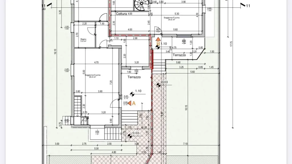 Plaan - Rustic-Style Semi-Detached Villa with Terrace in Lonate Pozzolo
