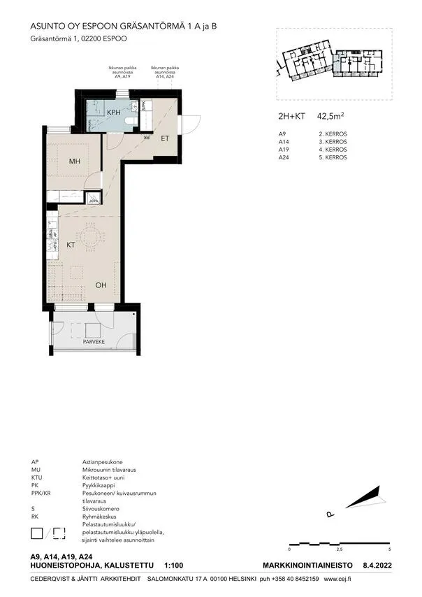 Plaan - Bright 2-Bedroom Flat with Balcony in Espoo