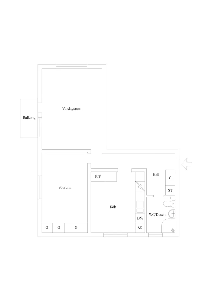 Floor Plan - Apartment with Balcony on Skälbyvägen
