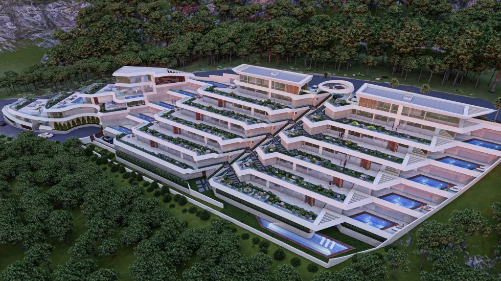 Aerial - Apartment with Private Pool in Pueblo Mascarat, Calpe