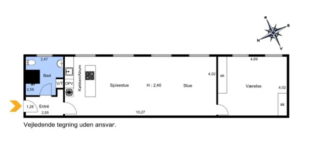 Planimetria - Two-Room Apartment in Frederiksstaden