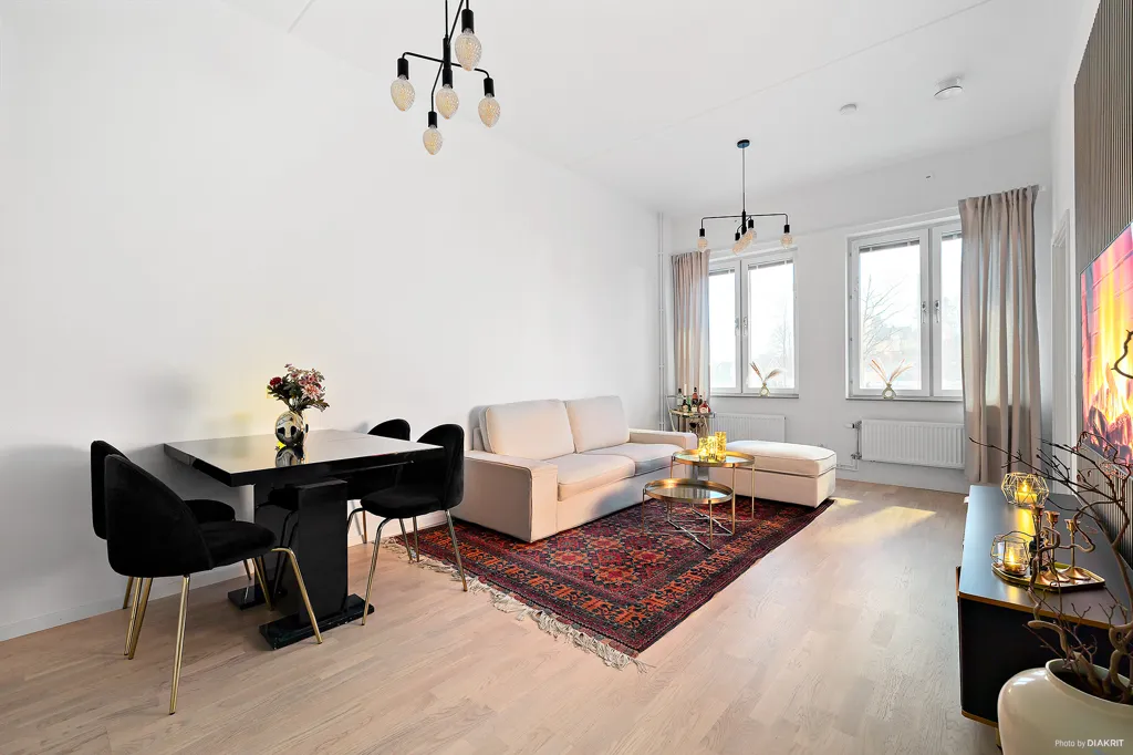 Living Room - 2-Bedroom Apartment with Balcony in Bromstensstaden