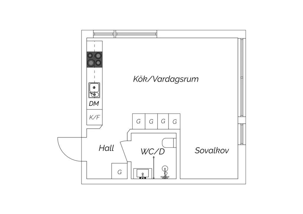 Plan - Corner Flat with Park View in Göteborg
