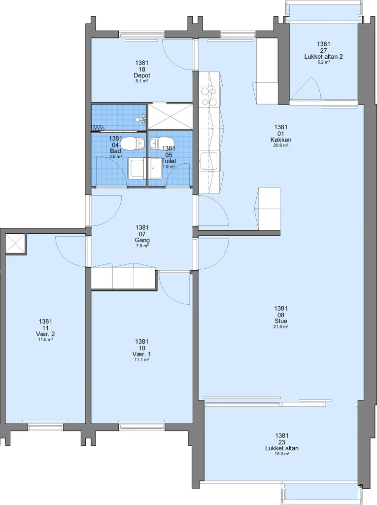 3-toaline korter asukohas Esbjerg
