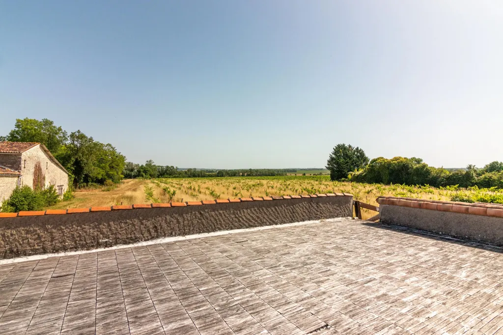 Terrasse - Maison en Pierre avec Piscine en Périphérie de Jarnac