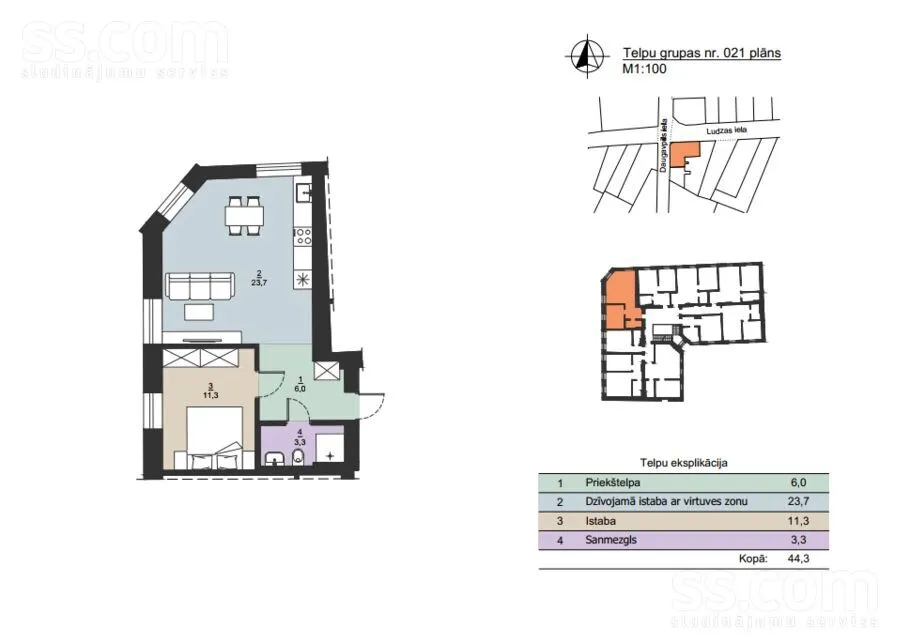 Plan - Fully Renovated Flat with Secure Parking in Riga Centre