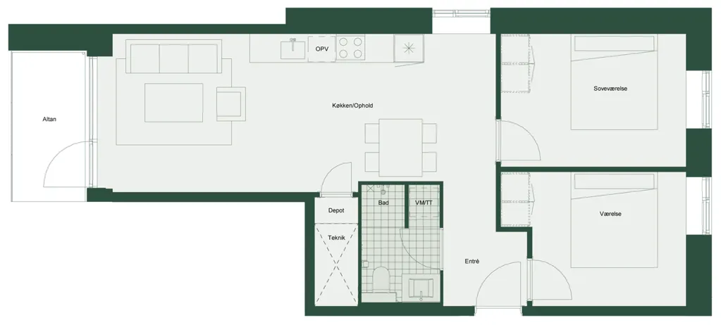 Plaan - 3-Bed Flat with Balcony in Odense