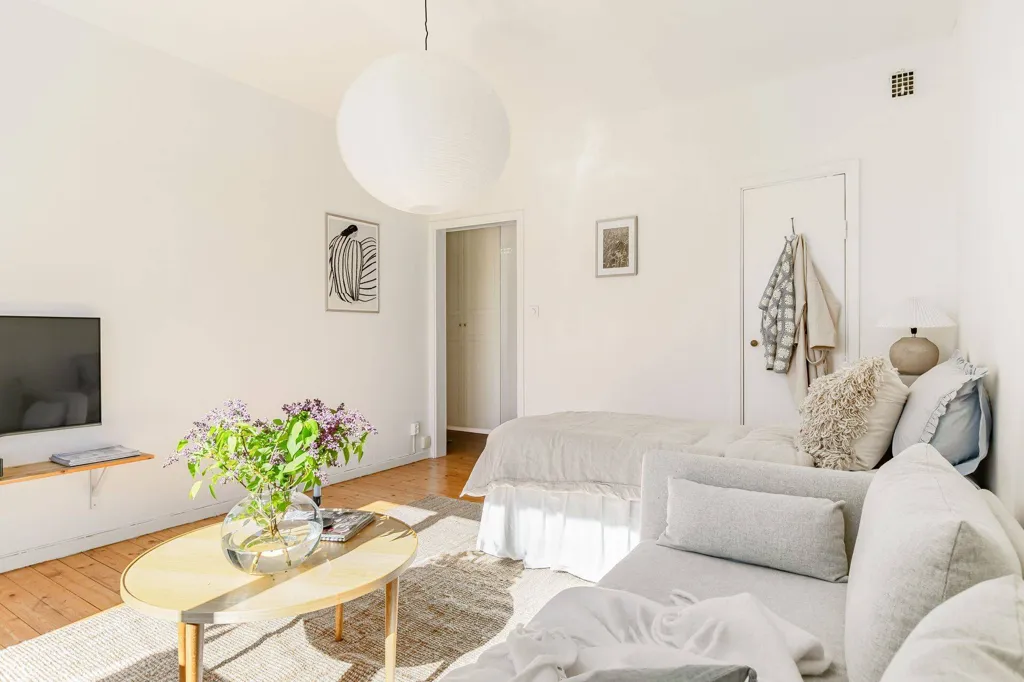 Living Room - Modern Apartment with Balcony in Linköping