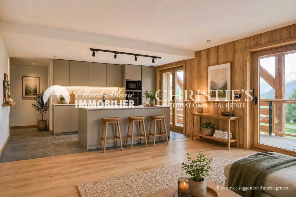 Köök - Apartment with Mont Blanc View in Ormaret