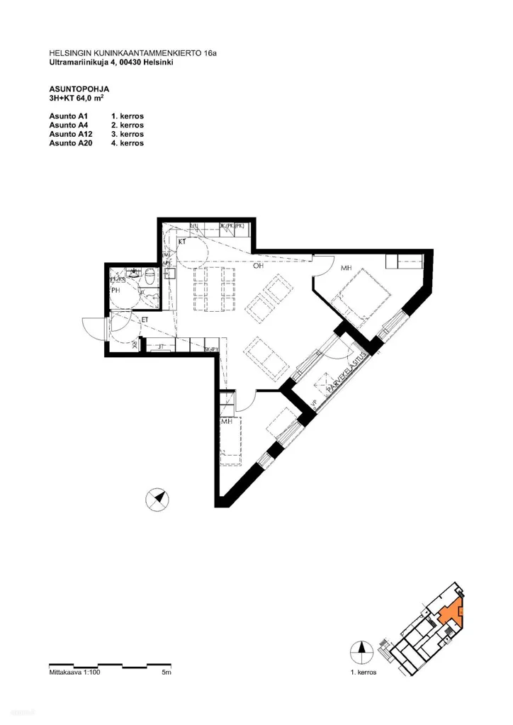 Plaan - Modern Apartment with Balcony in Kuninkaantammi, Helsinki