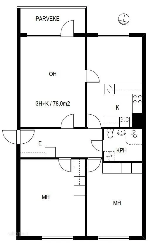 Planimetria - 3-Bedroom Apartment with River View in Imatra