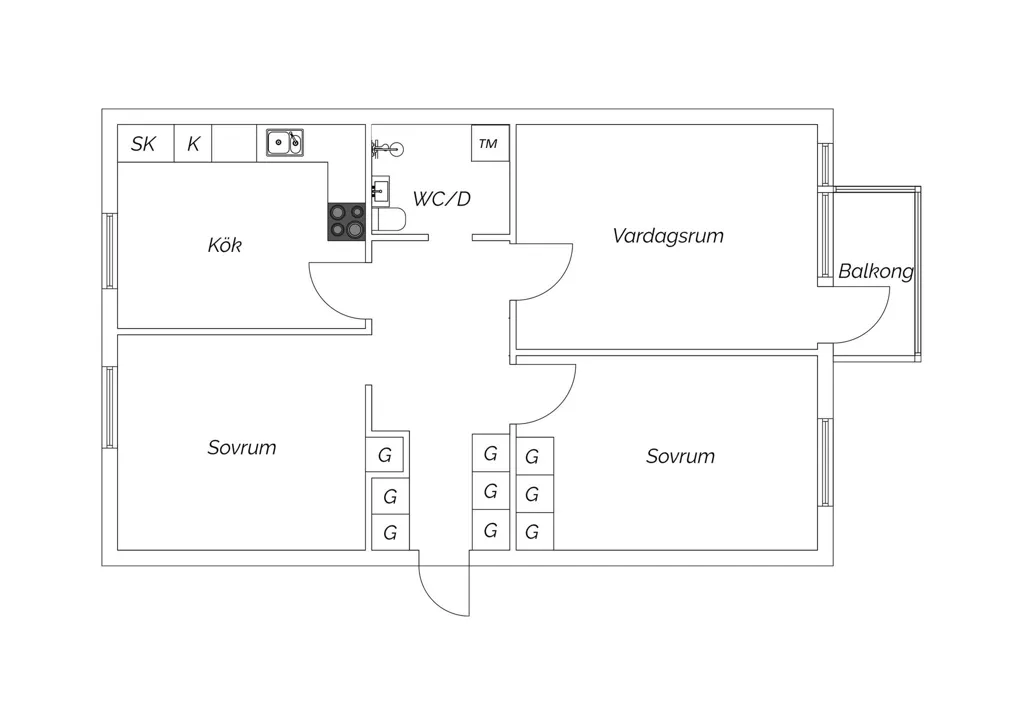 Plaan - Apartment with Balcony in Västerhaninge