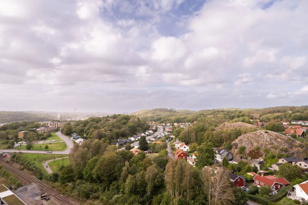 Vue aérienne - Modern Penthouse with Skyline View in Mölndal