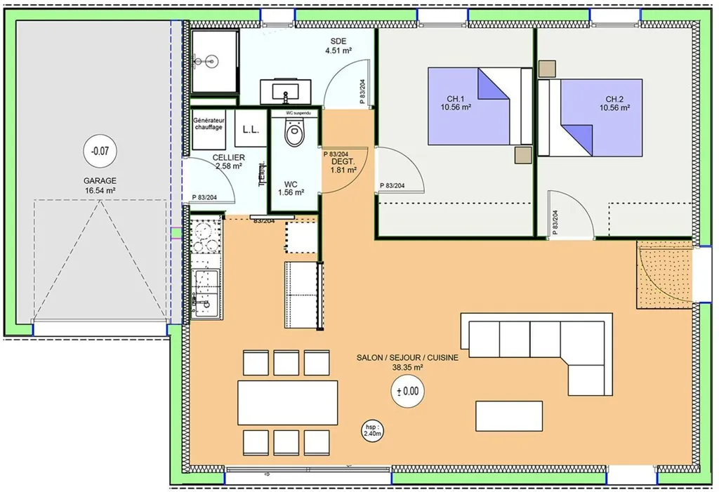 Floor Plan - New Bioclimatic House with 717m² Plot in Saint-Laure