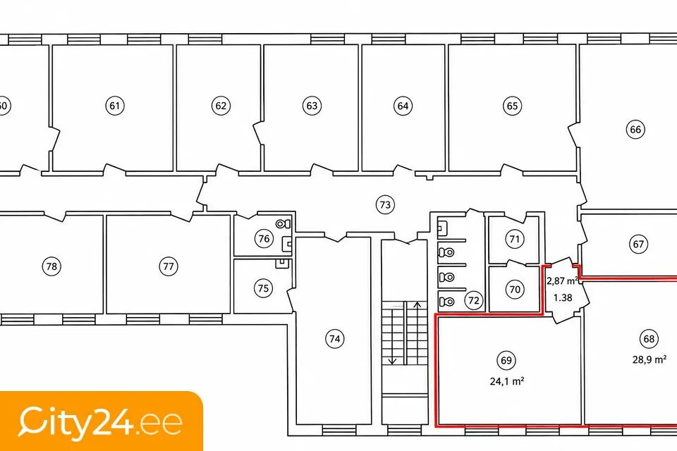 Plaan - Office with Kitchenette in Central Courtyard