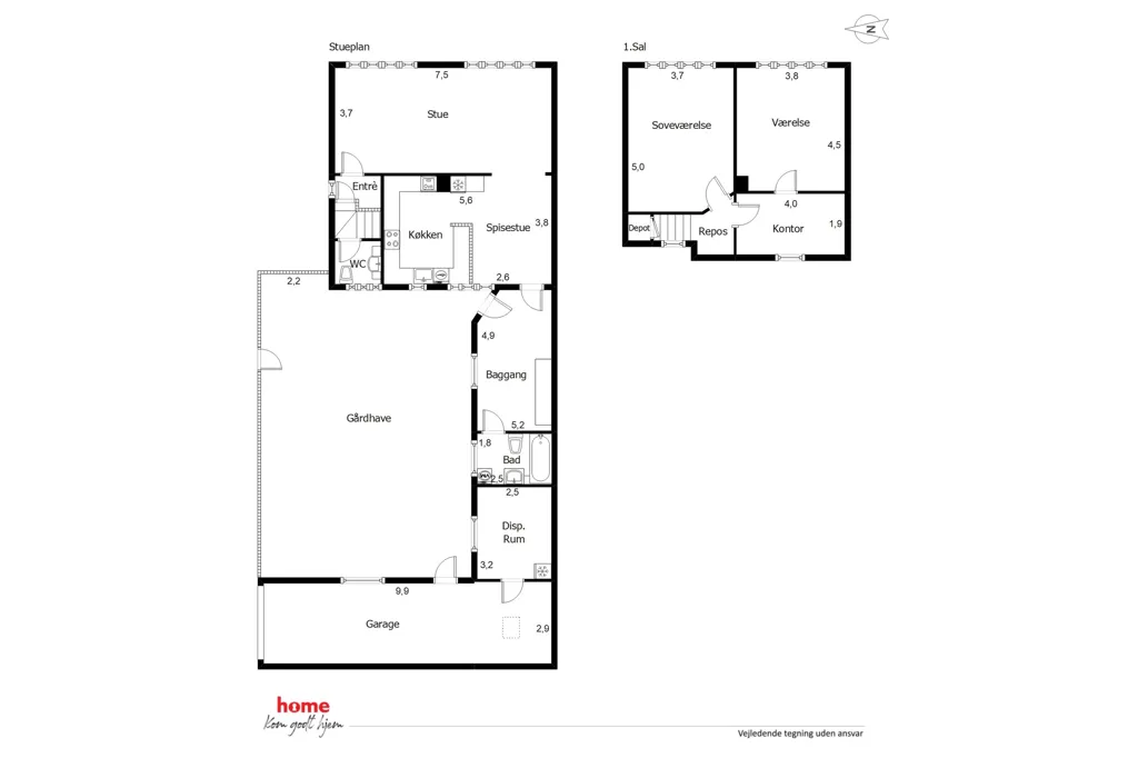 Plan - Maison 4 pièces à Esbjerg