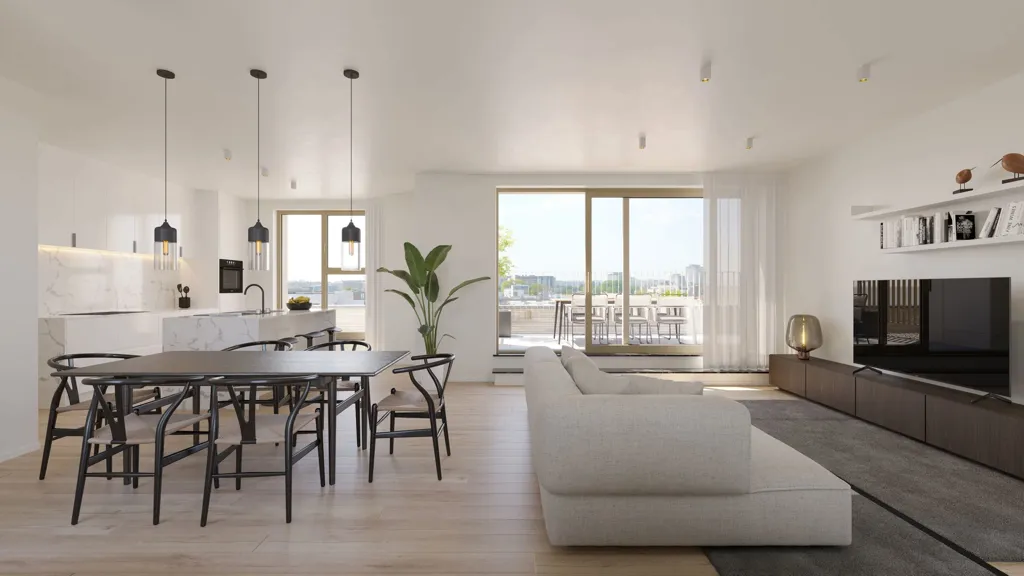 Séjour - Penthouse Neuf avec Terrasse à Evere
