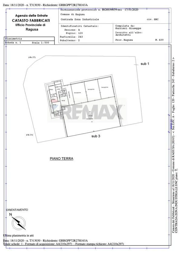 Plan - Industrial Warehouse with Office Space in Ragusa