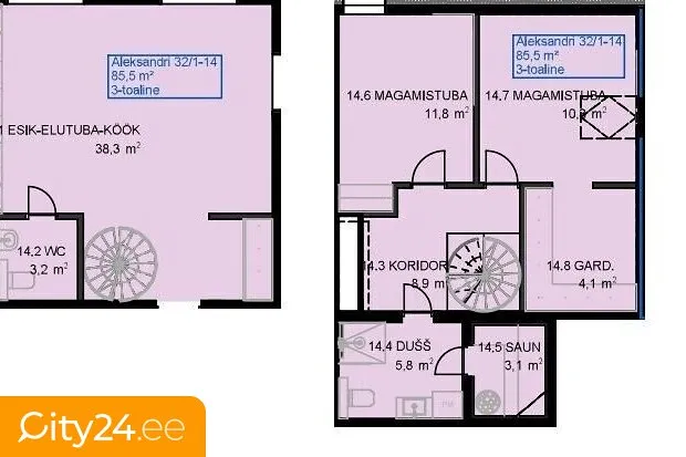 Plaan - Apartment with Sauna in Tartu City Centre