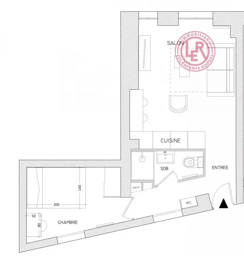 Plan - Appartement rénové avec vue sur les toits à Paris 6e
