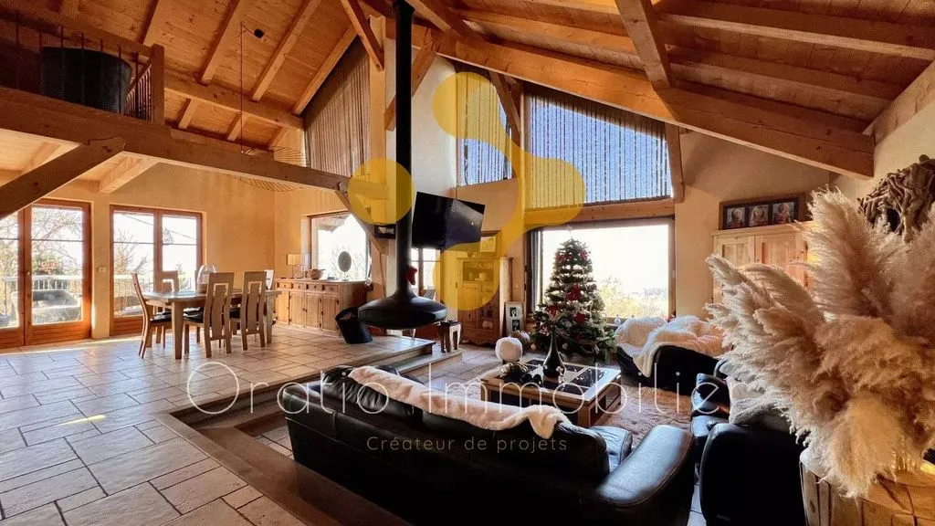 Séjour - Maison d'Architecte avec Piscine à Gruffy