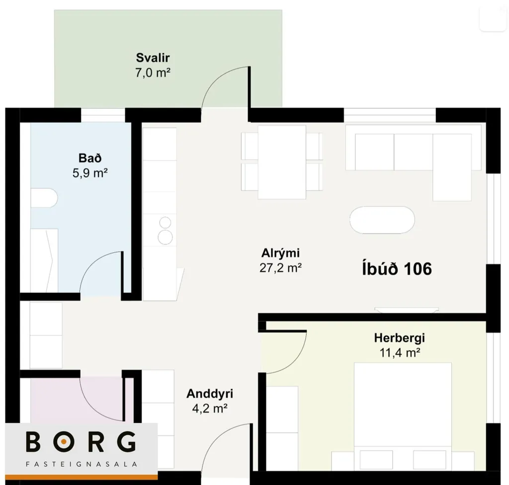 Plano - New 2-Bedroom Apartment with Elevator in Hafnarfjörður