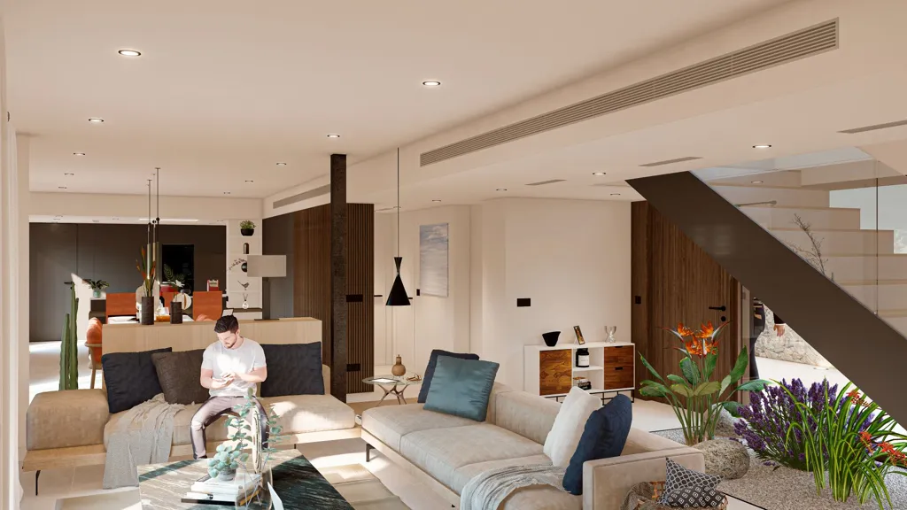 Salón - Villa con piscina y terraza en Benicasim